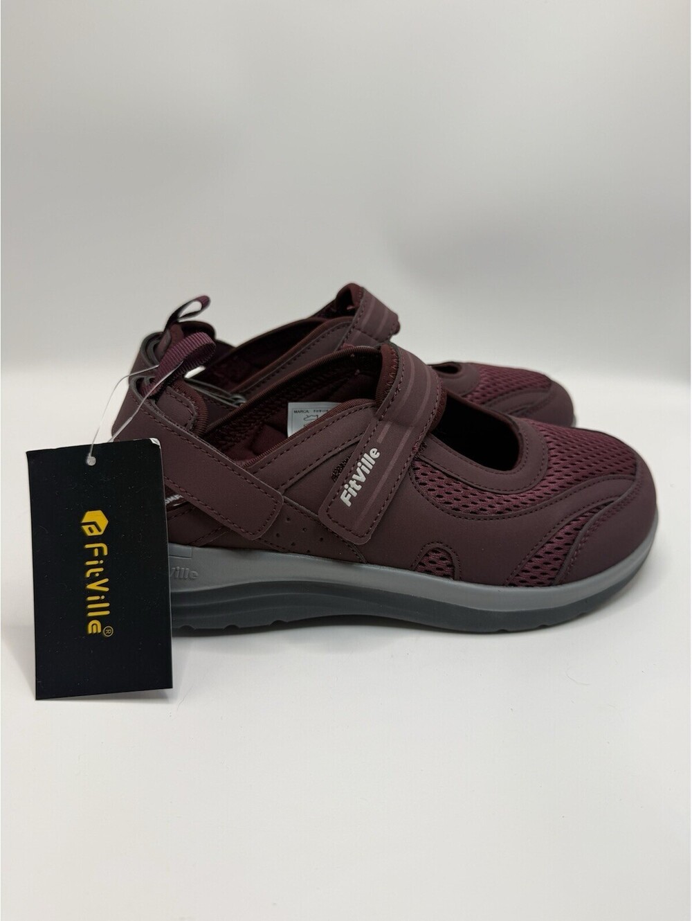 FitVille Womens Diabetic FlexiWalk Mary Jane V1 Adjustable Shoes Sz 6.5 Wide NWT